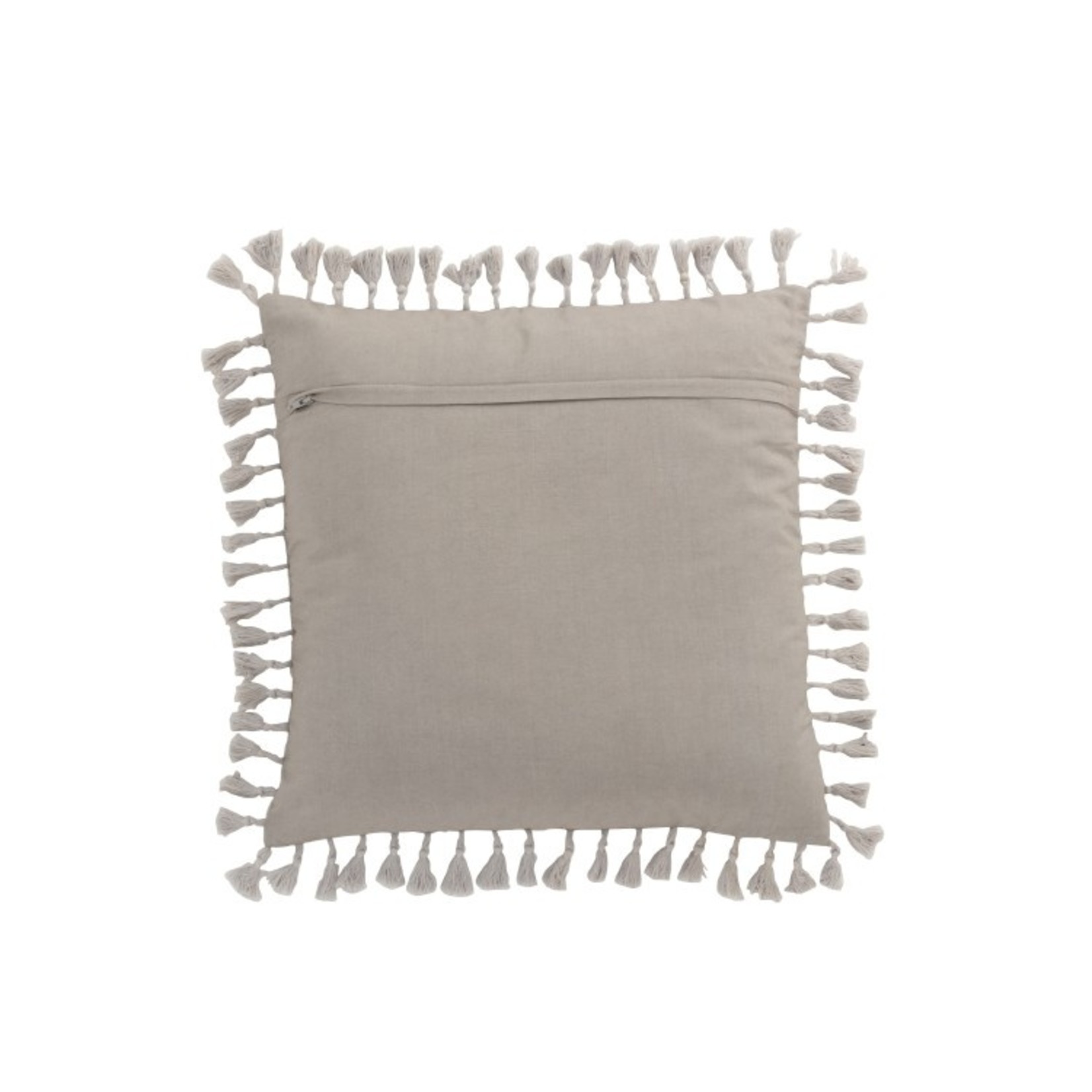 J-Line Cushion Square Velvet Moroccan Tassels - Gray