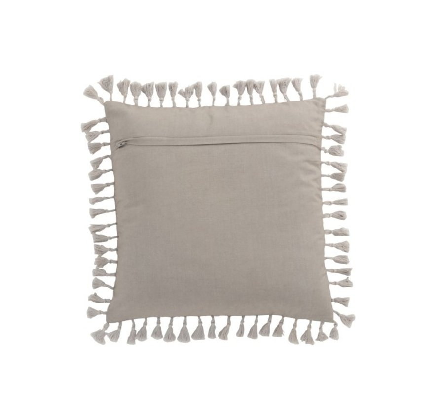 gray tassel pillow