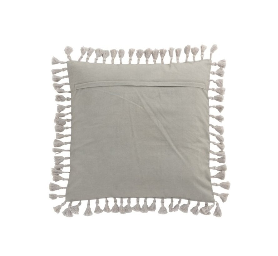 Cushion Square Velvet Moroccan Sequins Tassels - Gray