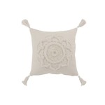 J-Line Cushion Square Cotton Flower Tassels - White