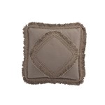 J-Line Cushion Square Cotton Fringes - Taupe