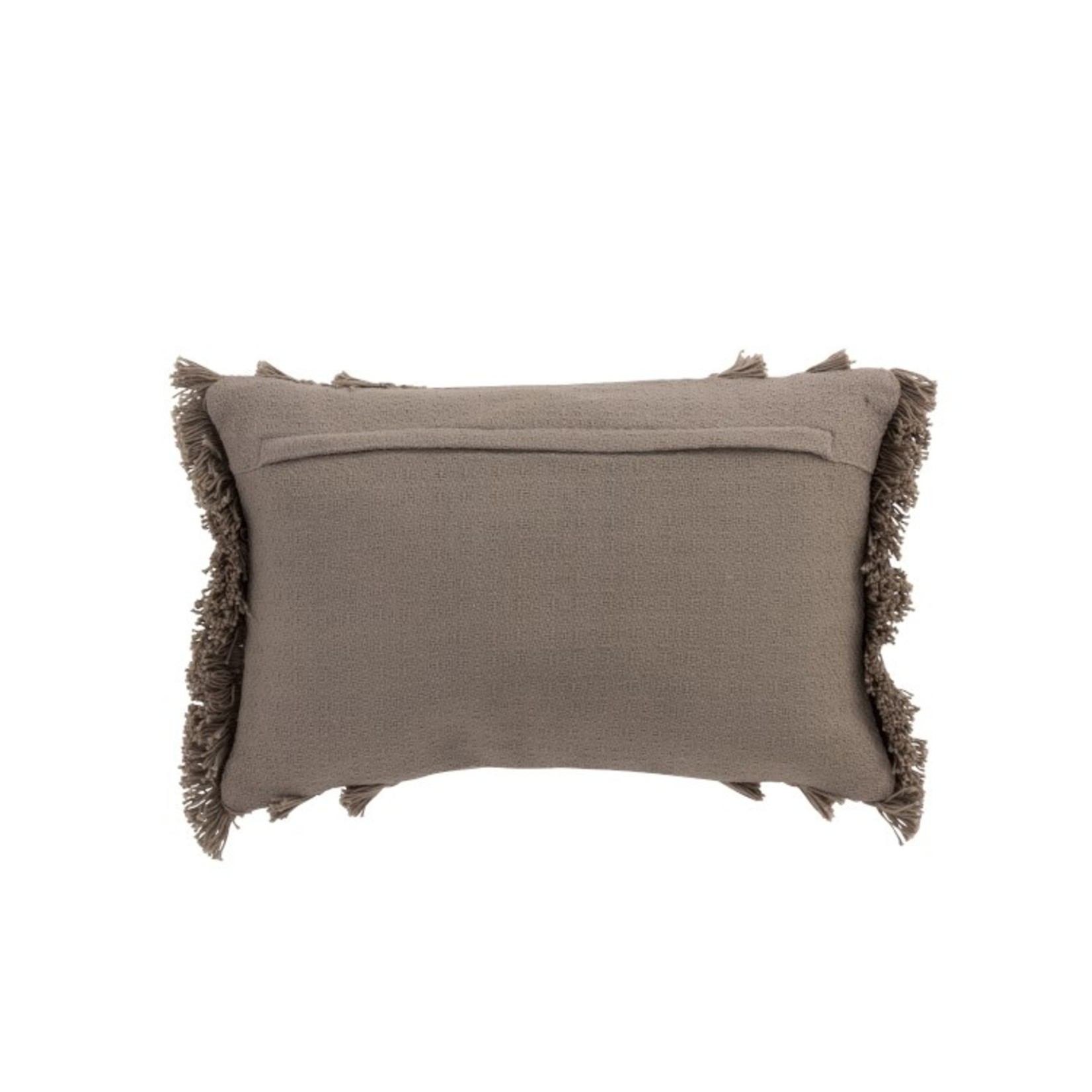 J-Line Cushion Rectangle Cotton Fringes - Taupe