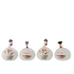 J-Line Decoration Chicken Barbecue ceramic Red Gray White - Large
