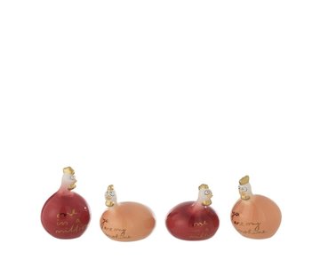 J-Line Decoration Chicken Quotes ceramic Pink orange Gold - Small