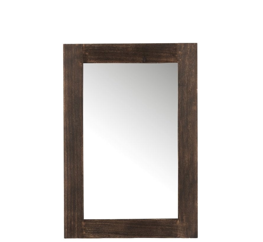 Wall mirror Rectangular Paulownia Natural Wood - Dark brown
