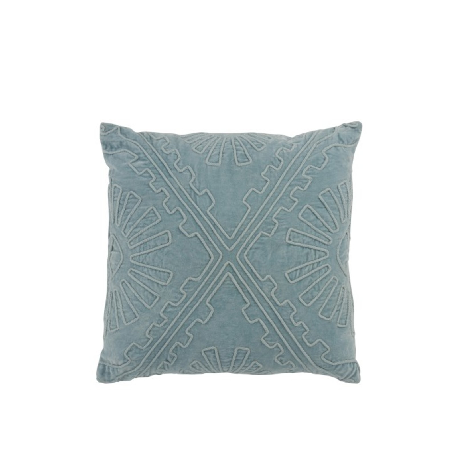 J-Line Cushion Square Cotton Embroidery Patterns - Light Blue