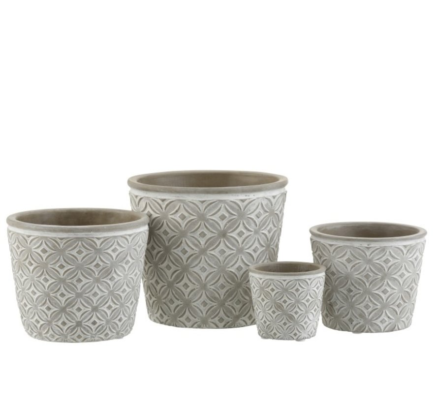 Flowerpot Oriental Patterns ceramic Gray - Small