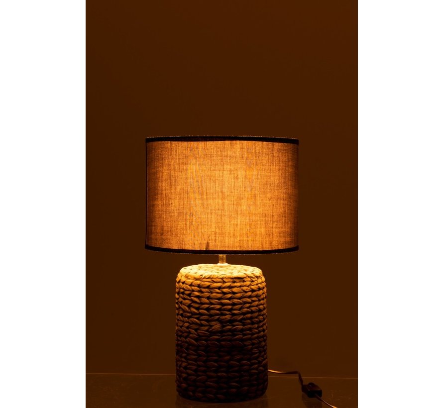 Table Lamp With Cap Braided Concrete Dark Gray - Small