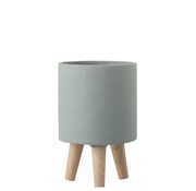 J-Line Flowerpot Cement On Legs Wood Gray-blue - Small