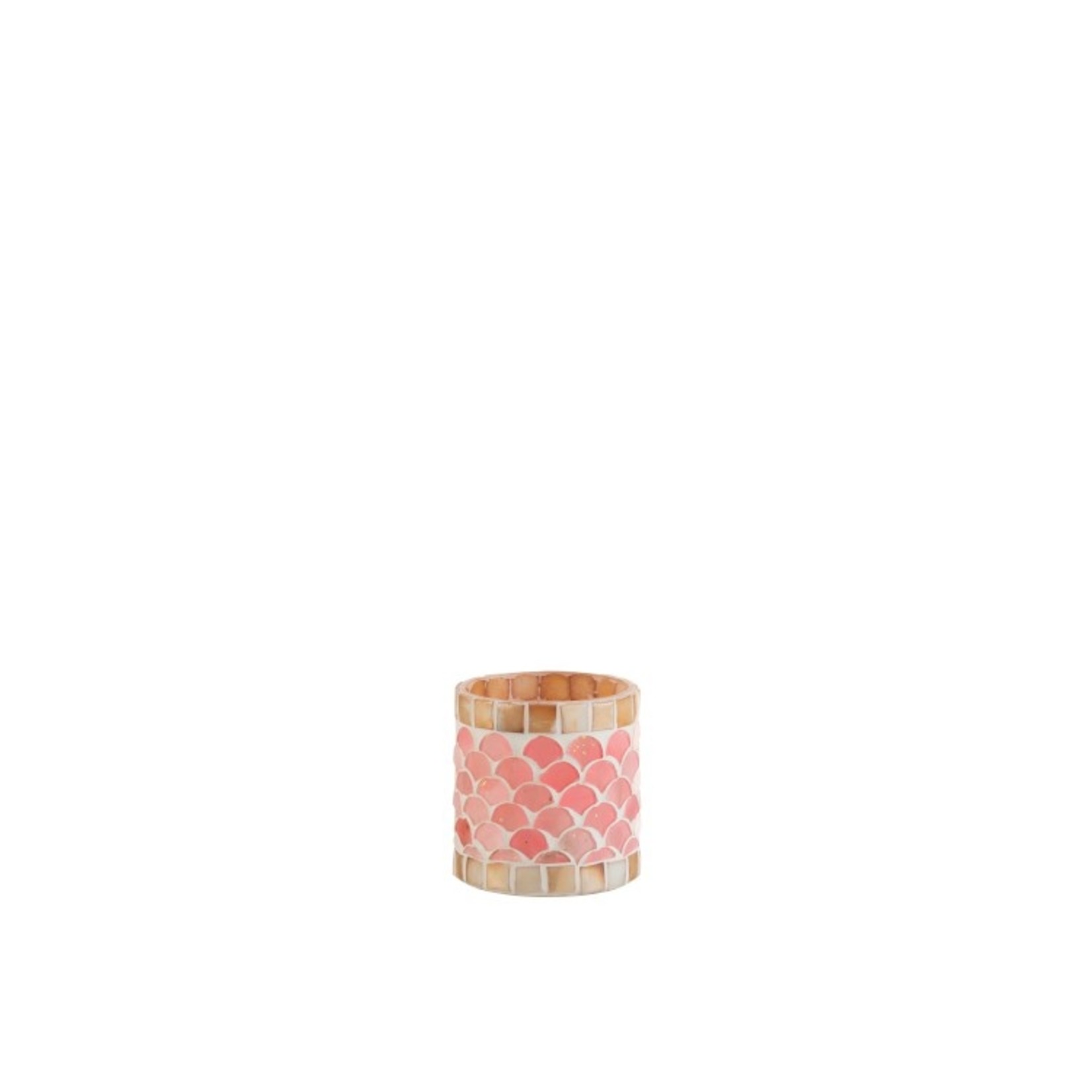 J-Line Tealight holders Glass Mosaic Pink Beige - Small