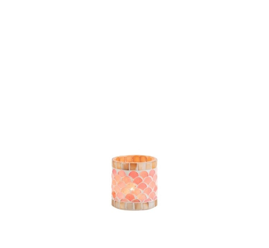 Tealight holders Glass Mosaic Pink Beige - Small