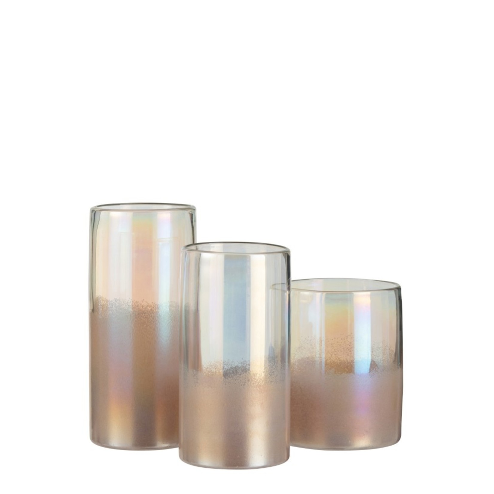 J-Line Vaas Cilinder Hoog Glas Blinkend Roze - Small