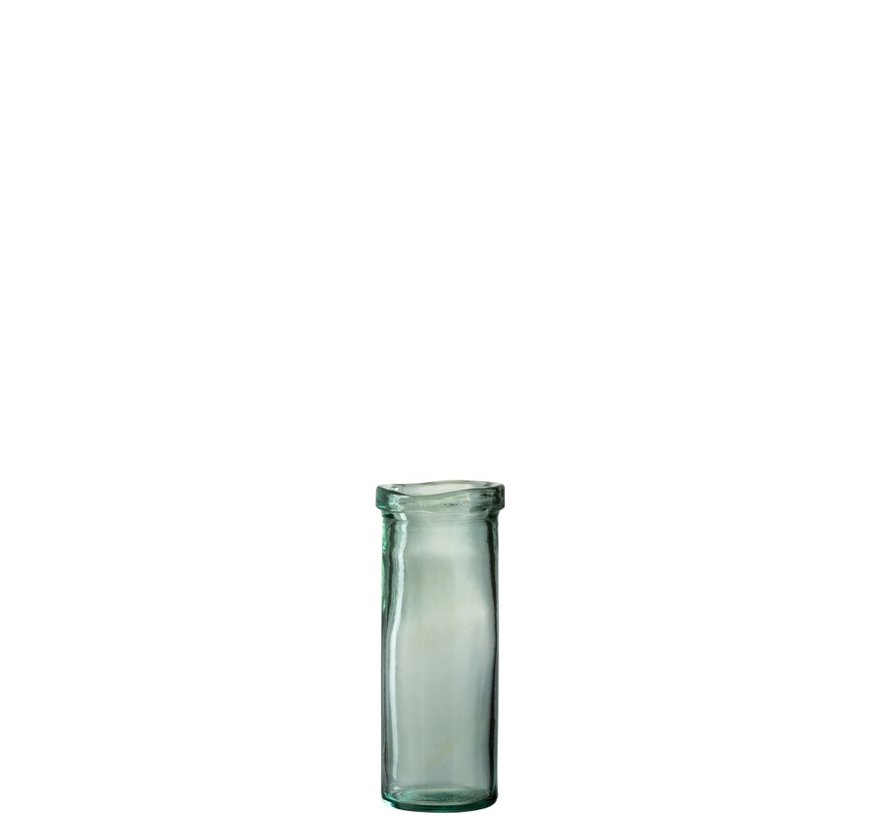 Vase Glass Cylinder Border Transparent Green - Medium