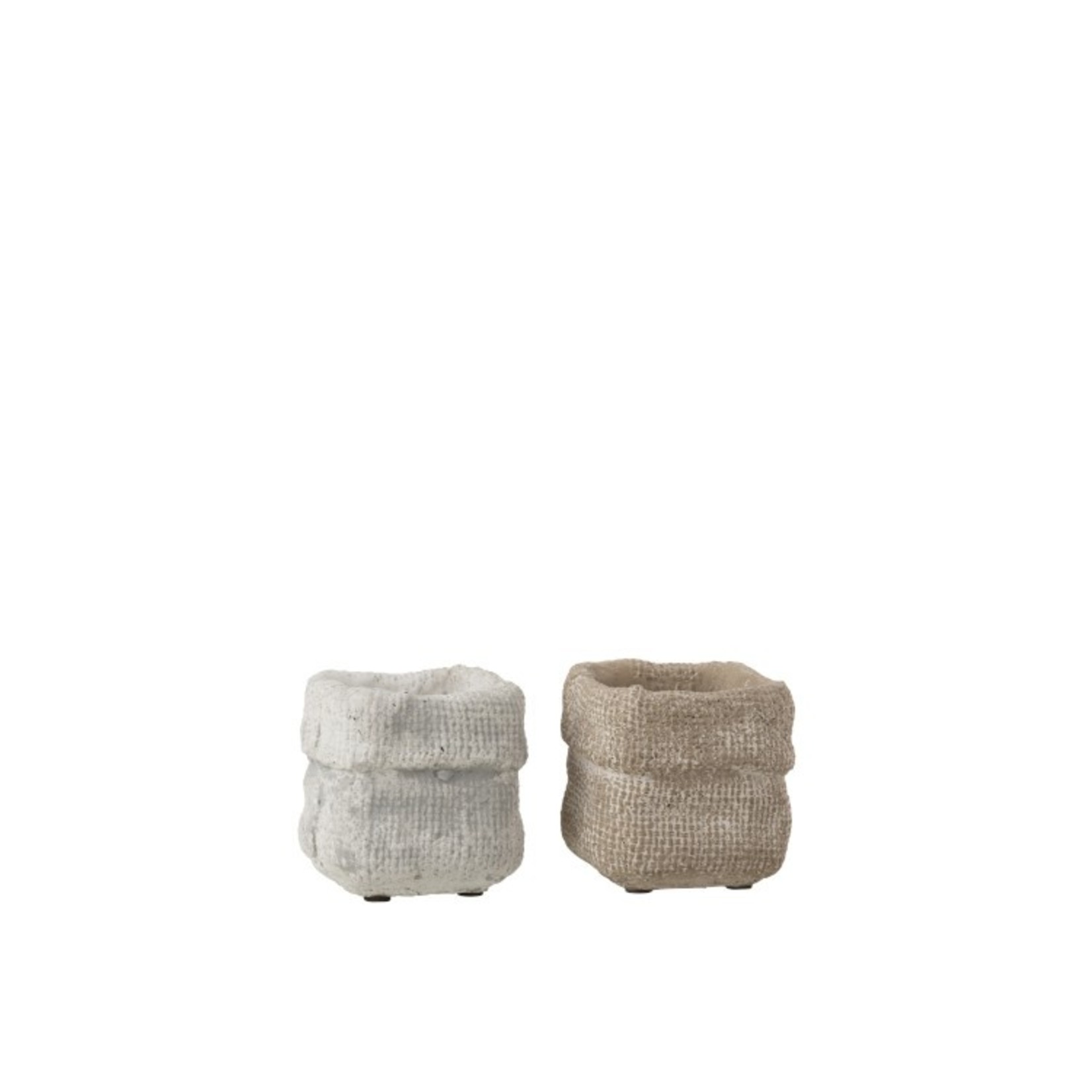 J-Line Flowerpot Square Cement White Beige - Extra Small