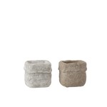 J-Line Bloempot Vierkant Cement Wit Beige - Small