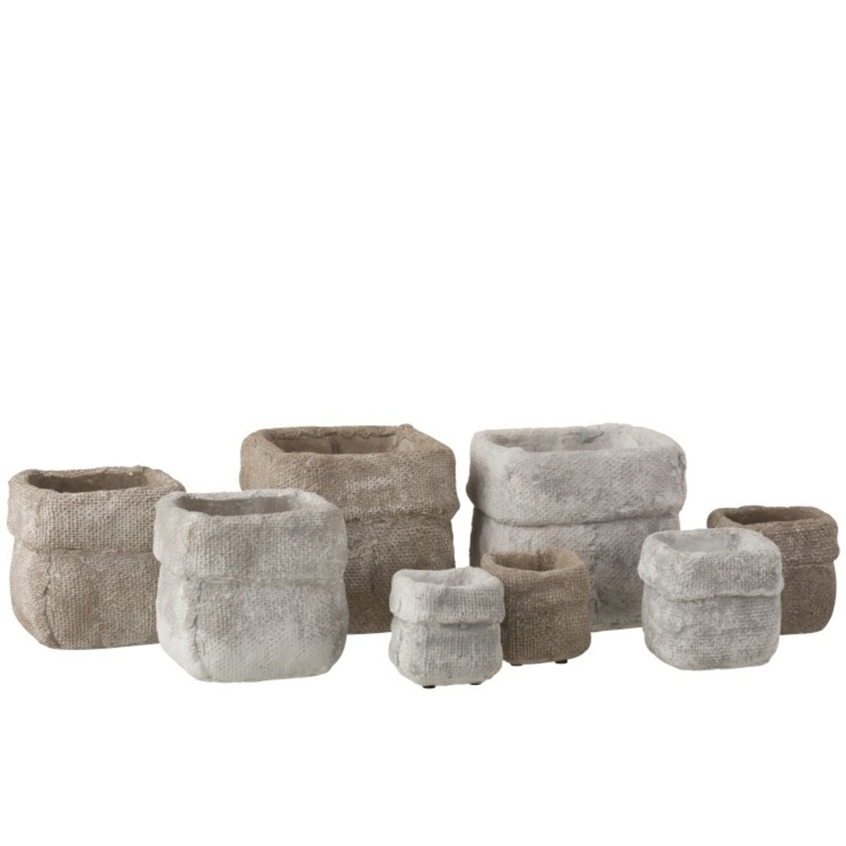 J-Line Flowerpot Square Cement White Beige - Large