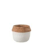 J-Line Flowerpot Round Cement Natural Brown White - Small