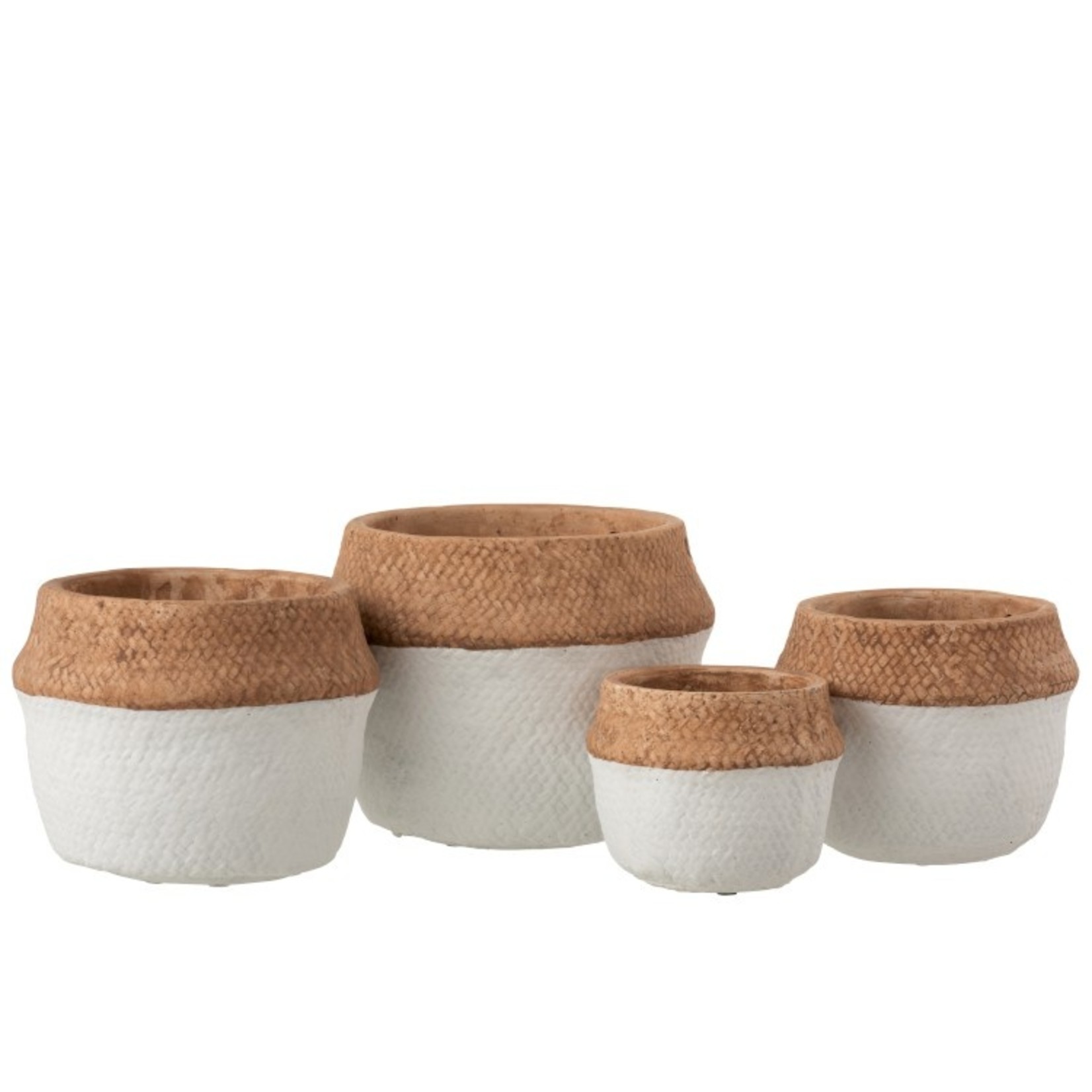 J-Line Flowerpot Round Cement Natural Brown White - Small