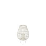 J-Line Lantern Rustic On Foot Bamboo Glass White - Small