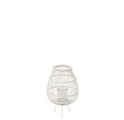 J-Line Lantern Rustic On Foot Bamboo Glass White - Small