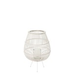 J-Line Lantern Rustic On Foot Bamboo Glass White - Large