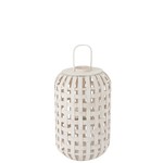 J-Line Lantern Rural Cylinder Wood Matt White - Large