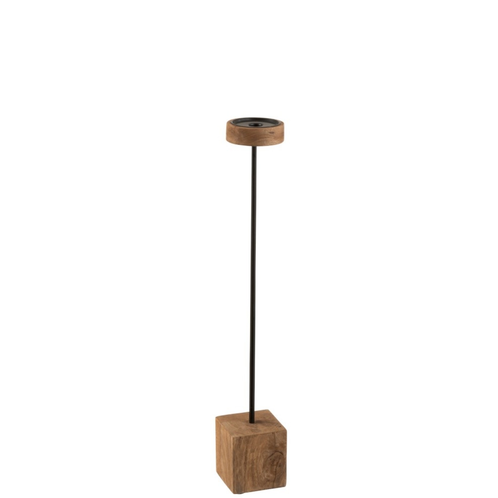 J-Line Candlestick On Foot Mango Wood Metal Brown Black - Large