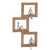 J-Line Wall Decoration Figure Squares Relax Persons Mango wood - Silver