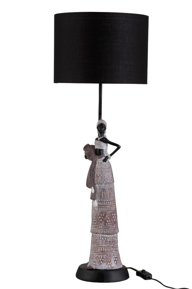 Table Lamp African Woman Ethnic Poly Brown Black Sl Homedecoration Com