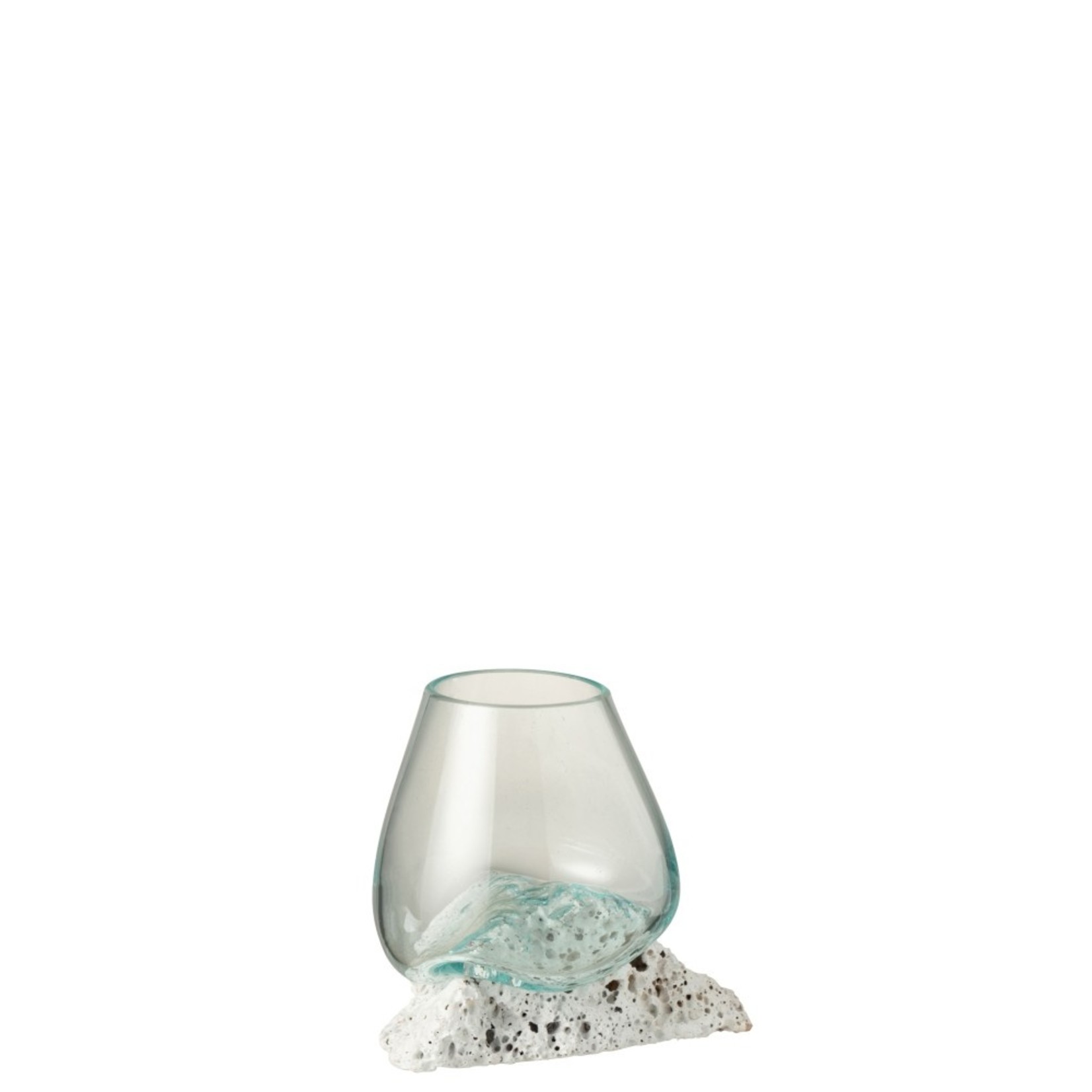 J-Line Vaas Op Voet Lava Gerecycleerd Glass Natuurlijk Wit - Medium