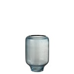 J-Line Vaas Glas Op Voet Luchtbellen Hoog Lichtblauw - Small