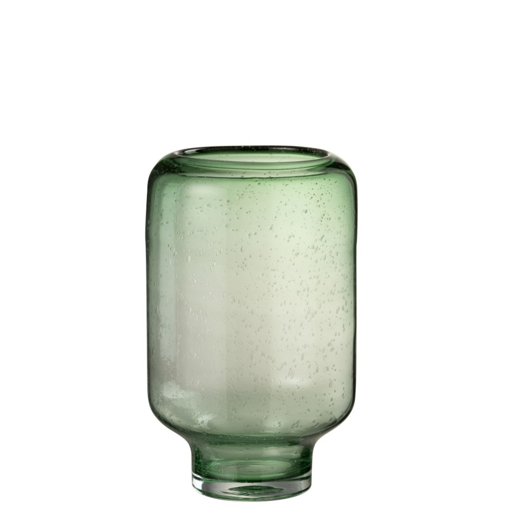 J-Line Vase Glass On Foot Air Bubbles High Light Green - Large