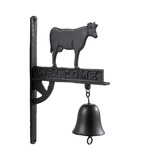 J-Line Decorative Doorbell Welcome Cow Metal - Black