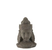 J-Line Decoratie Boeddha Hoofd Magnesium Grijs - Small