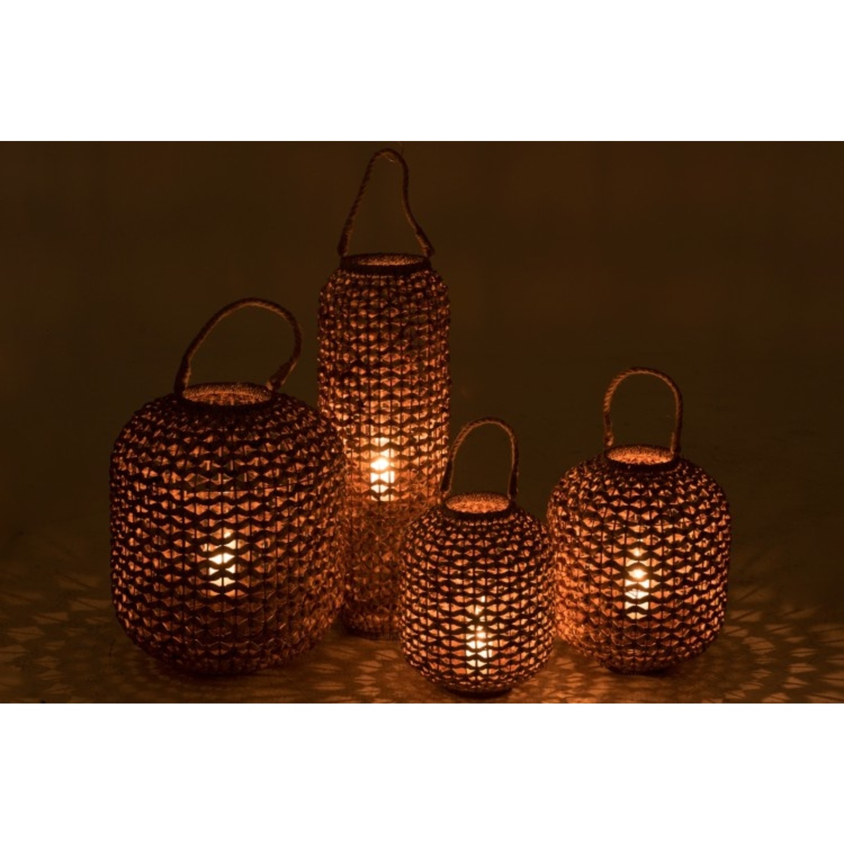 J-Line Lantern Bamboo Cylinder Natural Brown - Medium