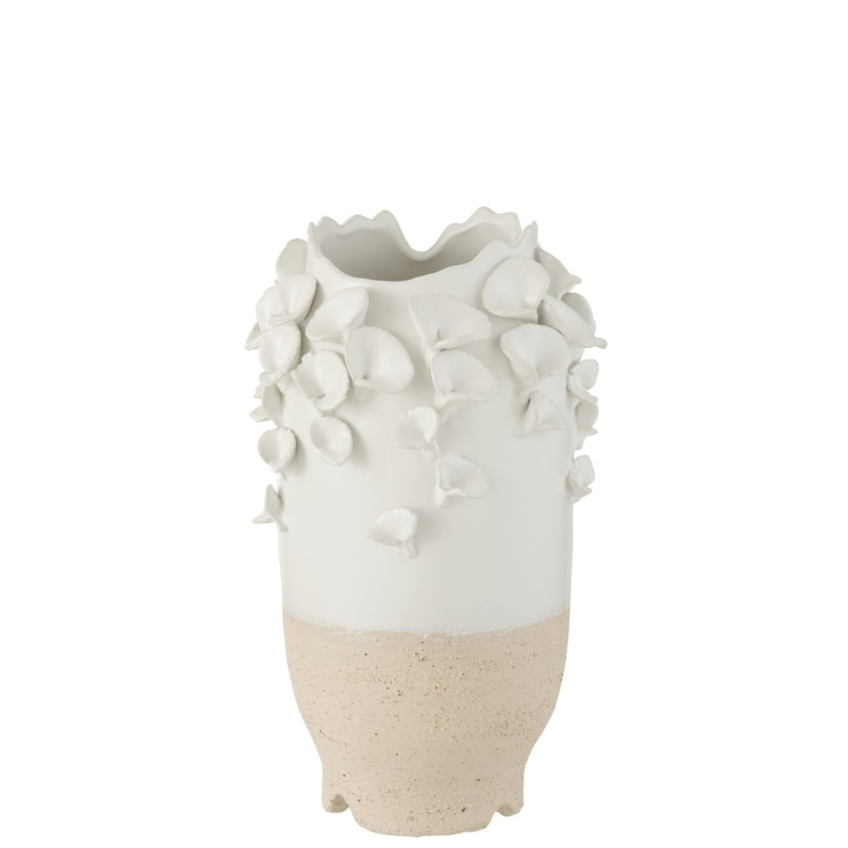 J-Line Vase Ceramic Cylinder Coral White Beige - Small