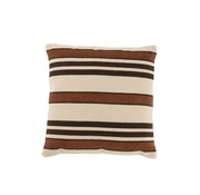J-Line Cushion Square Cotton Striped Beige Brown - Black