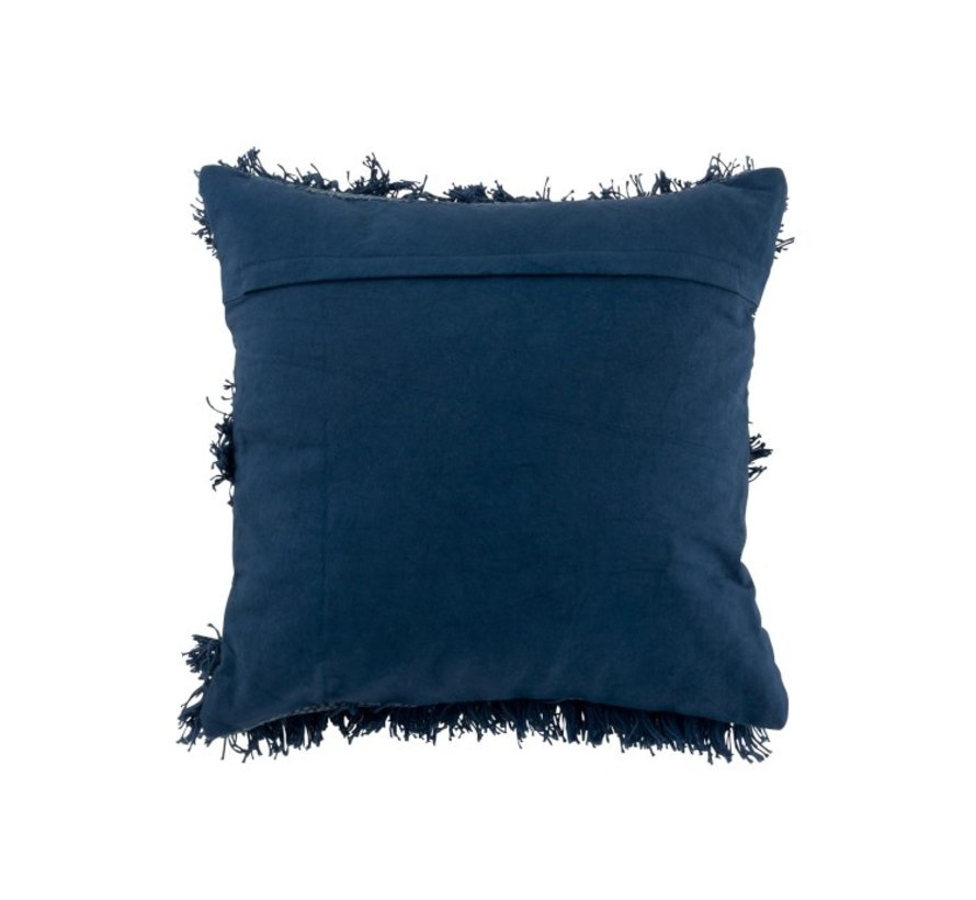 blue fringe pillow