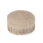 J-Line Pouf Round Simili Leather fringes - Light gray