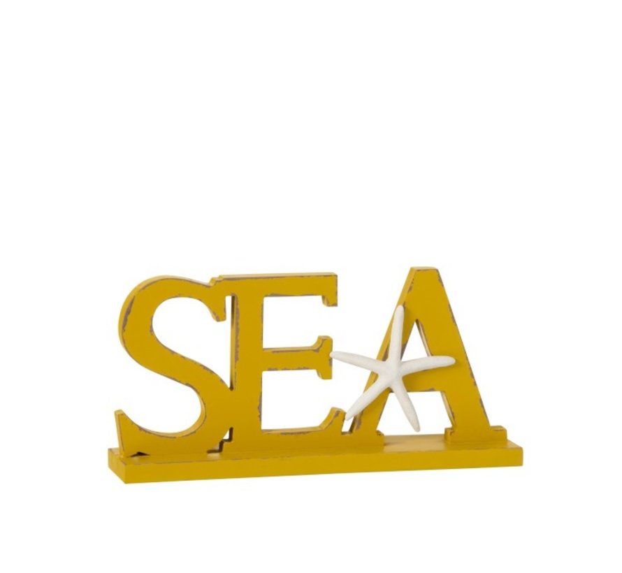Decoration Letters Sea On Foot Wood Yellow Sl Homedecoration Com