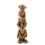 J-Line Decoration Totem pole Monkeys Hear See Silence Antique - Gold