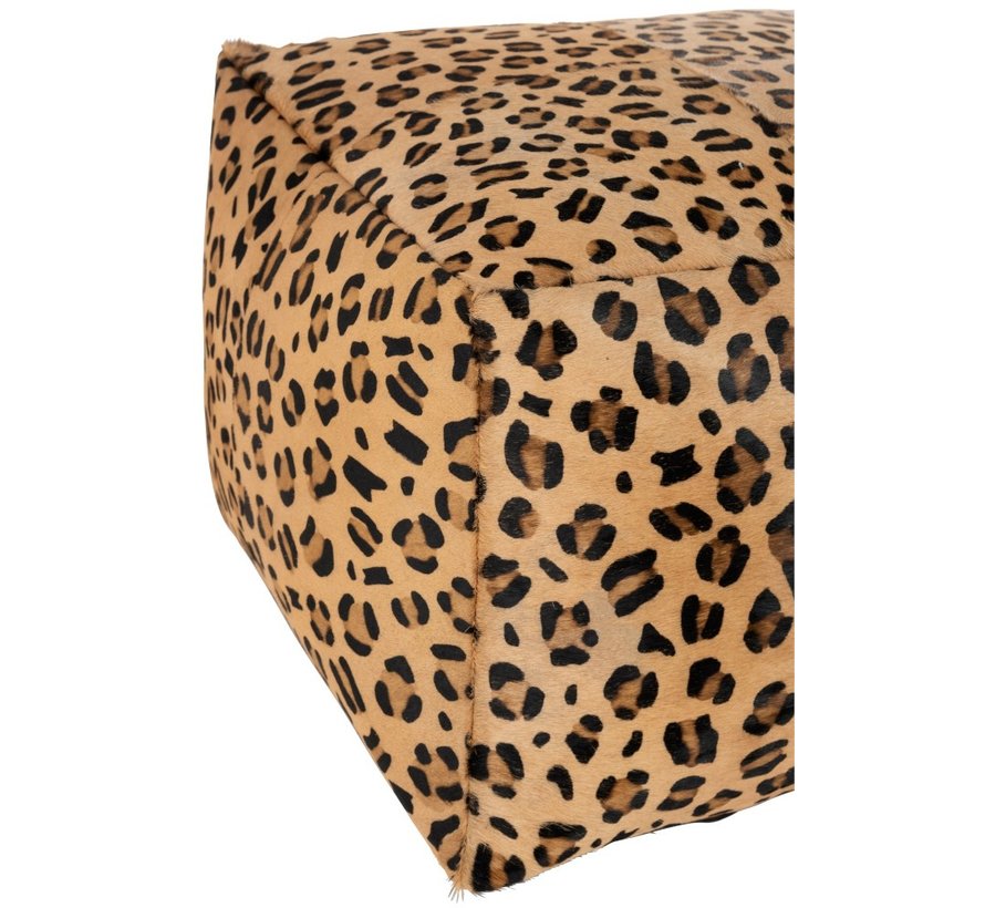 Pouf Square Animal Print Leopard Simili - Mix Color