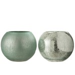 J-Line Tealight Holder Glass Ball Crackle Green - Large