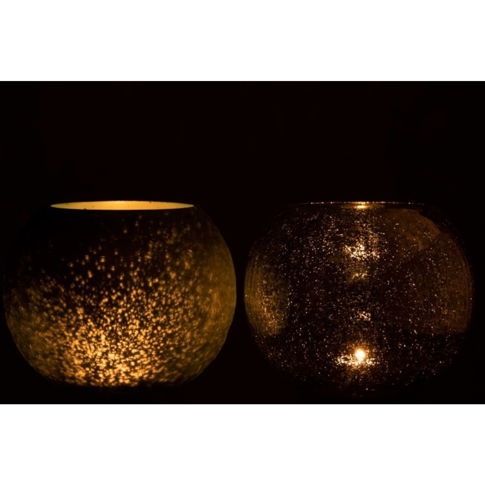 J-Line Tealight Holder Glass Ball Crackle Green - Large