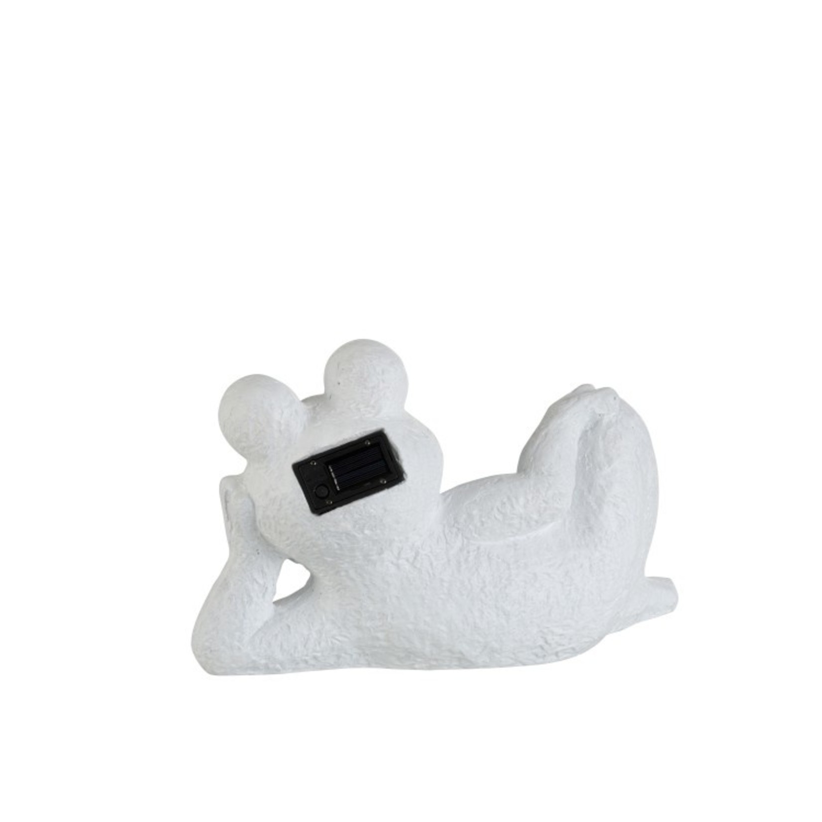 J-Line Decoration Reclining Frog Solar Polyester - White