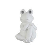 J-Line Decoration Relax Frog Solar Polyester - White