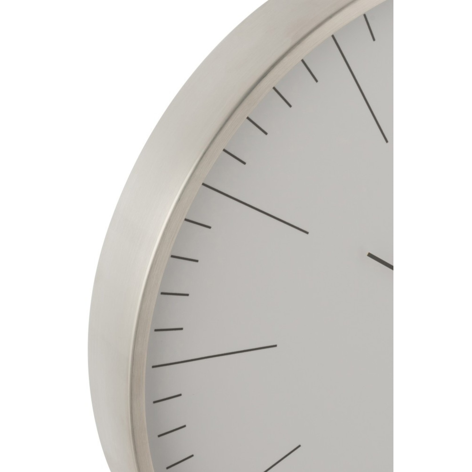 J-Line Wandklok Rond Gerbert Aluminium Zilver - Wit