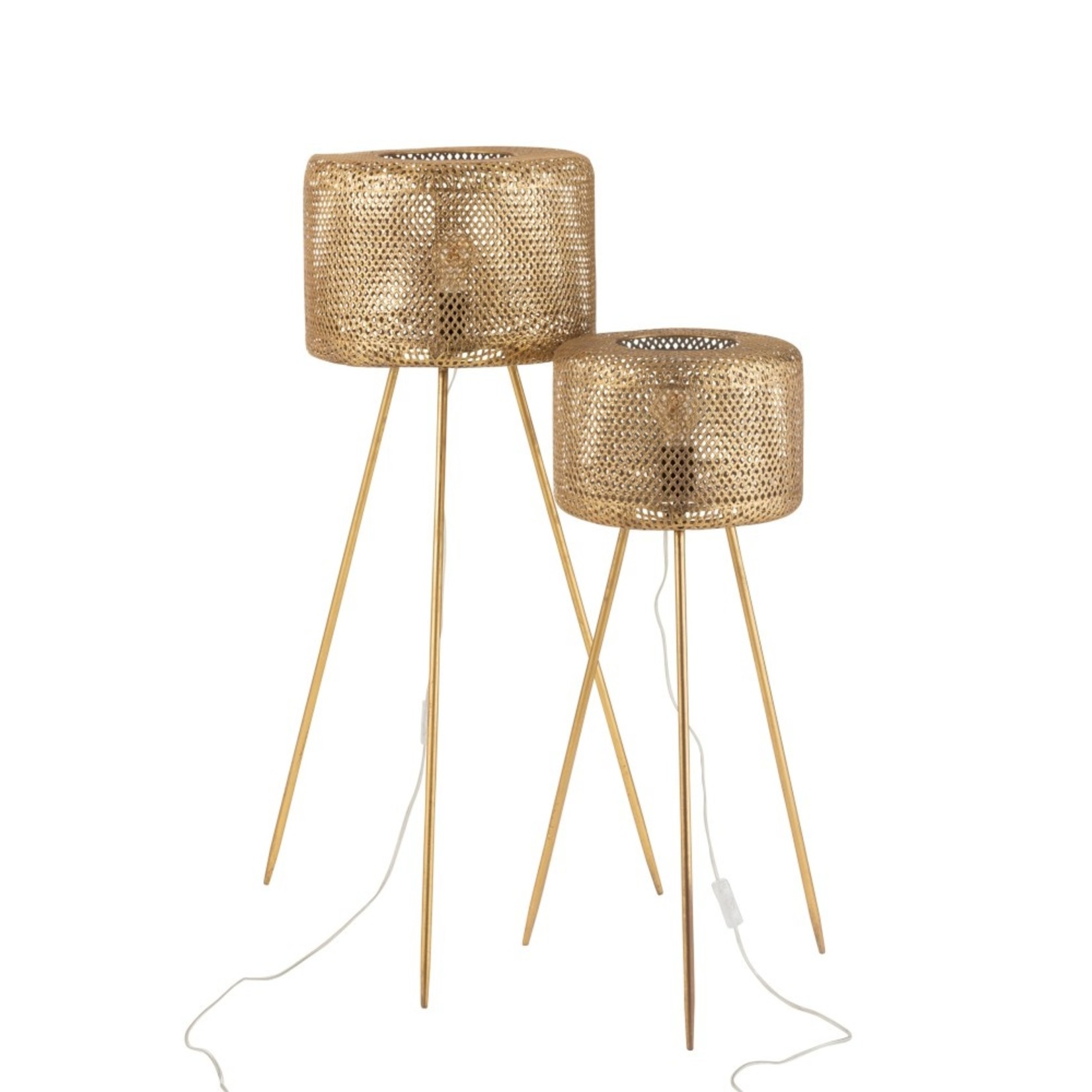 J-Line Floor Lamp Round On Legs Metal Gold - Small