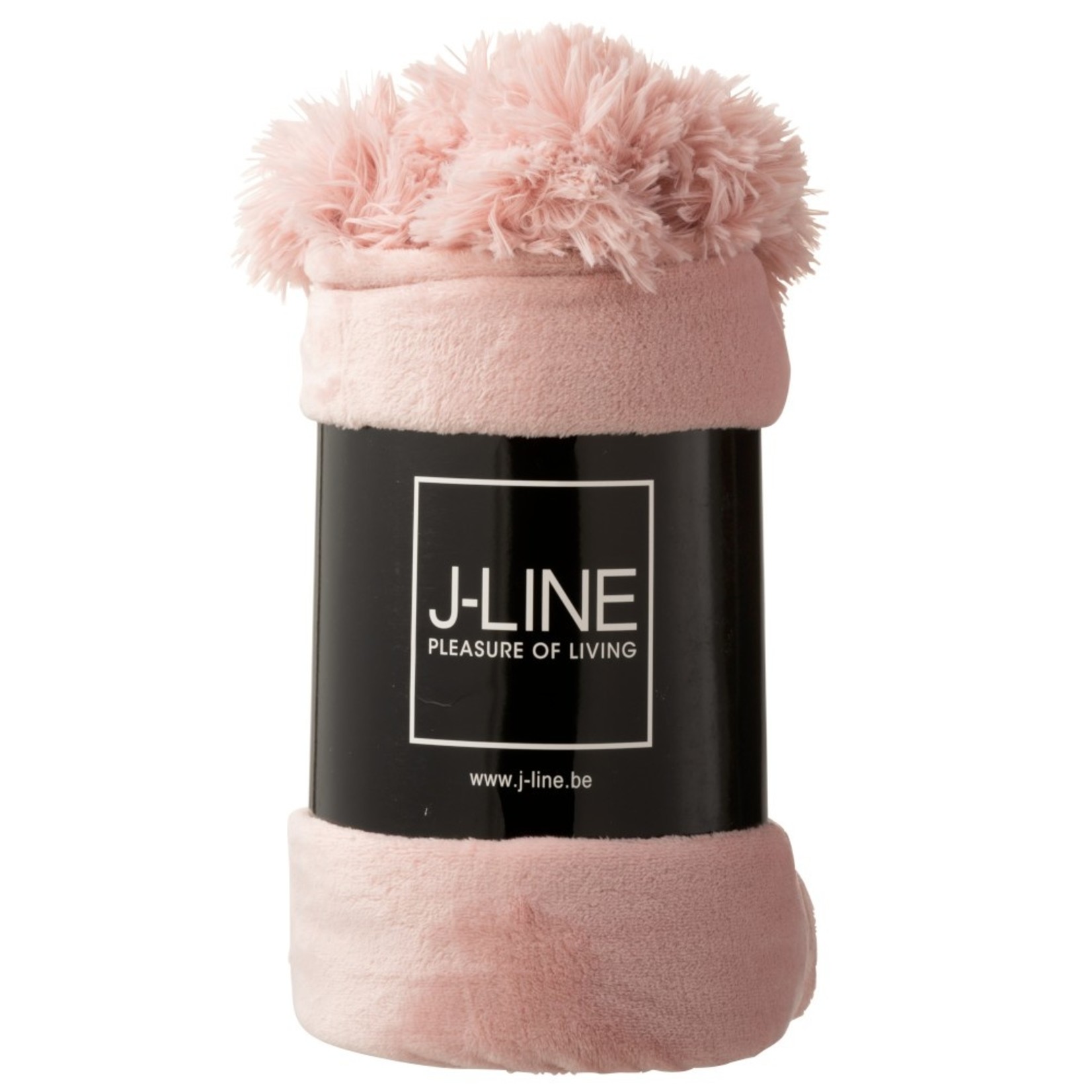 J-Line Plaid Extra Zacht Pompom Polyester - Baby Roze