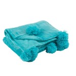 J-Line Plaid Extra Soft Pompom Polyester - Azure Blue